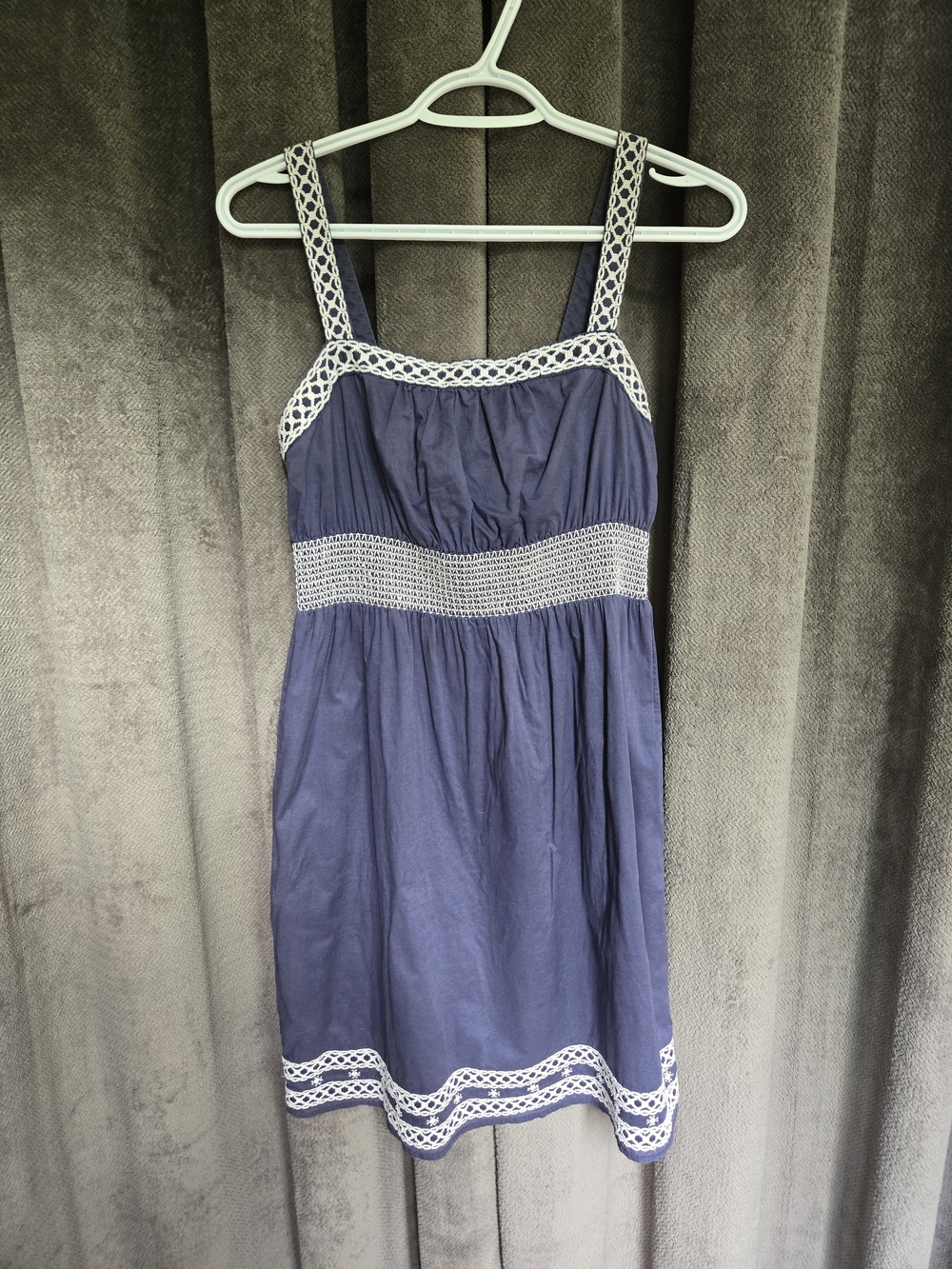 Old Navy Summer Dress White Crochet Accents Boho Chic Coastal Vintage Inspired S - Picture 12 of 14